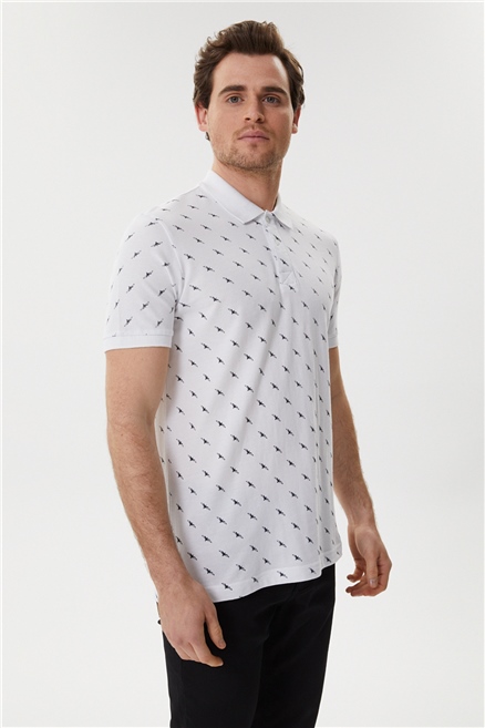 Bobby Erkek %100 Pamuk Polo Yaka T-Shirt Beyaz