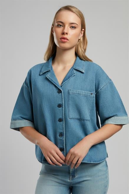 Boho Kadın Jean Gömlek Denim
