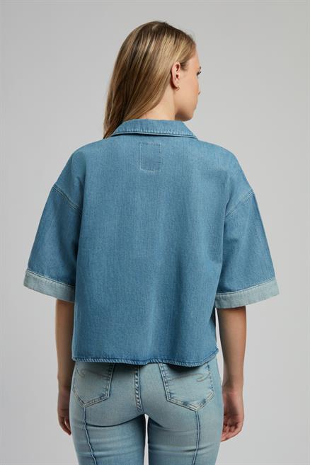Boho Kadın Jean Gömlek Denim