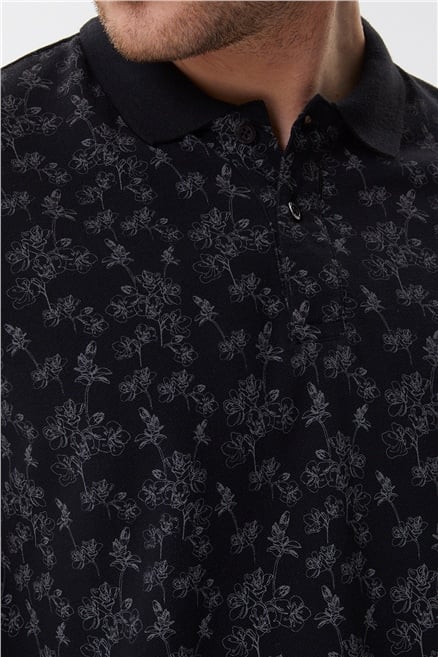 Bradley Erkek %100 Pamuk Polo Yaka T-Shirt Siyah