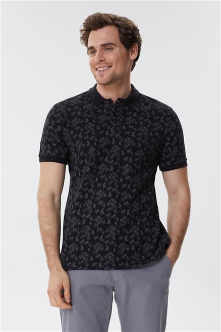 Bradley Erkek %100 Pamuk Polo Yaka T-Shirt Siyah