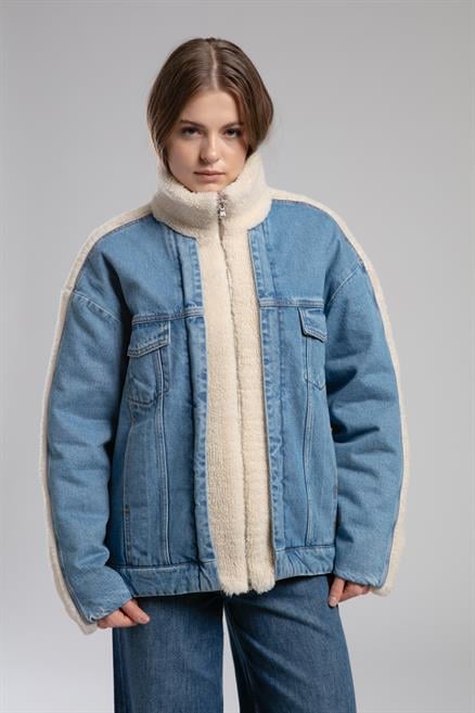 New Brenda %100 Pamuk Jean Ceket Mavi 