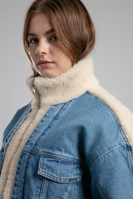 New Brenda %100 Pamuk Jean Ceket Mavi 