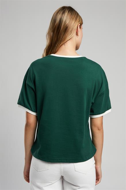 Briana Kadın %100 Pamuk O Yaka T-Shirt Zümrüt