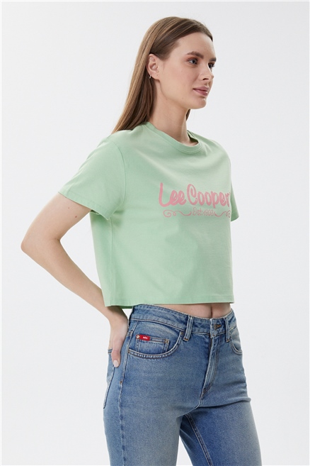 Britney Kadın %100 Pamuk Bisiklet Yaka T-Shirt Yeşil
