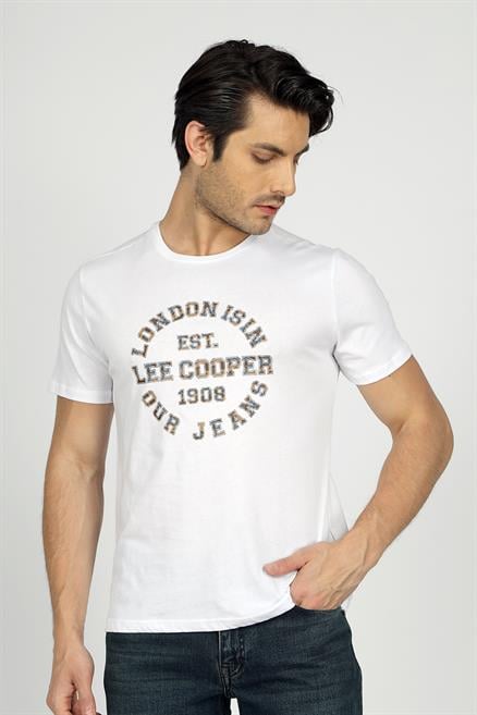 Camo Erkek %100 Pamuk O Yaka T-Shirt Beyaz