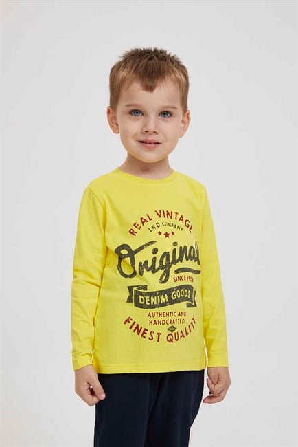 Carey Erkek Çocuk %100 Pamuk Sweatshirt Sarı