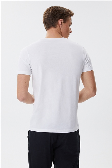 Carter Erkek %100 Pamuk Bisiklet Yaka T-Shirt Beyaz