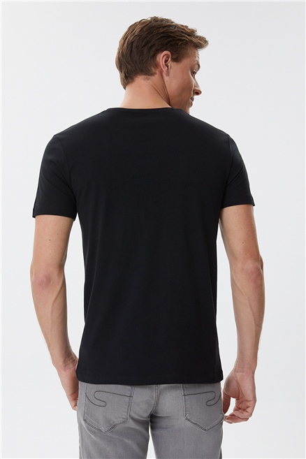 Carter Erkek %100 Pamuk Bisiklet Yaka T-Shirt Siyah