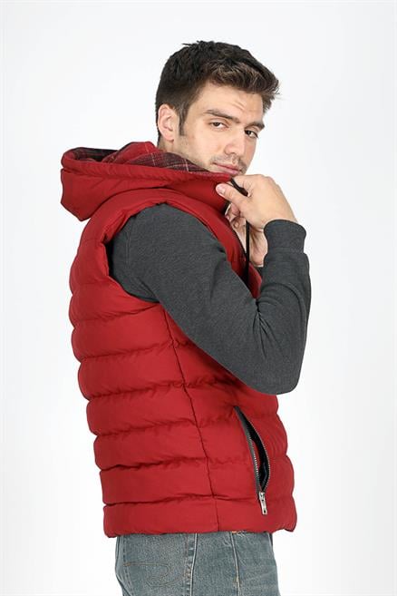 Caspian Erkek Kapüşonlu Yelek Bordo