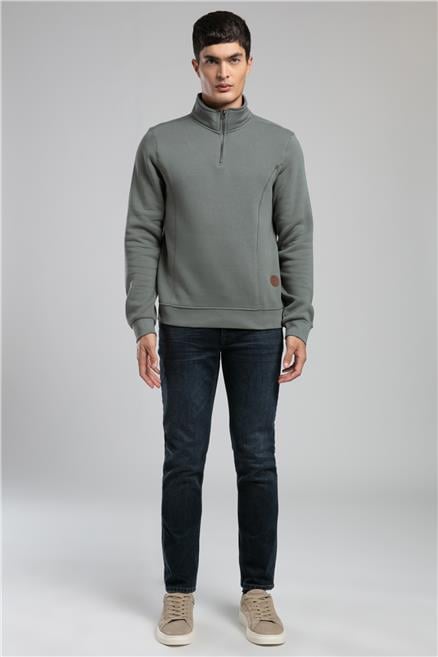 Ceaser Erkek Dik Yaka Sweatshirt Çağla Yeşili