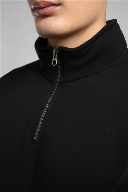 Ceaser Erkek Dik Yaka Sweatshirt Siyah
