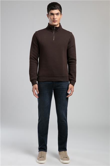 Ceaser Erkek Dik Yaka Sweatshirt Kahve