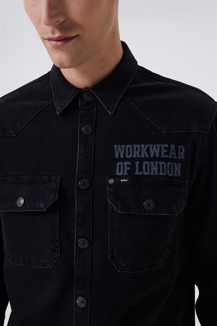 Cenas Erkek %100 Pamuk Jean Gömlek Denim