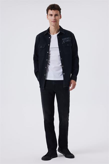 Cenas Erkek %100 Pamuk Jean Gömlek Denim