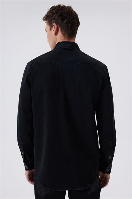 Cenas Erkek %100 Pamuk Jean Gömlek Denim