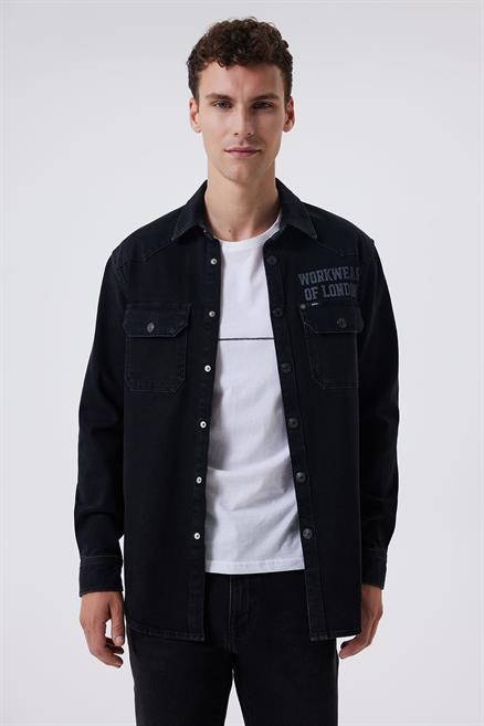 Cenas Erkek %100 Pamuk Jean Gömlek Denim