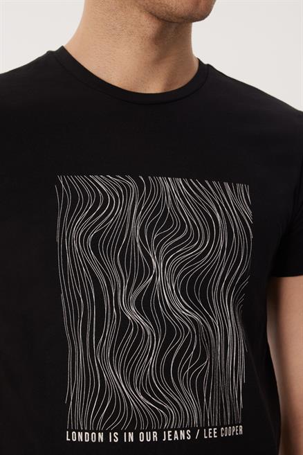 Charles Erkek %100 Pamuk O Yaka T-Shirt Siyah