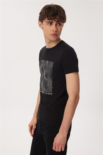 Charles Erkek %100 Pamuk O Yaka T-Shirt Siyah