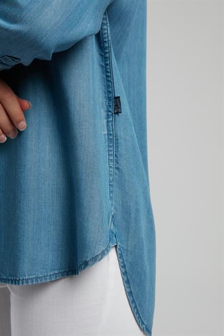 Classy Kadın %100 Pamuk Jean Gömlek Denim