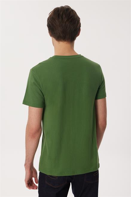 Collage Erkek %100 Pamuk O Yaka T-Shirt Yeşil