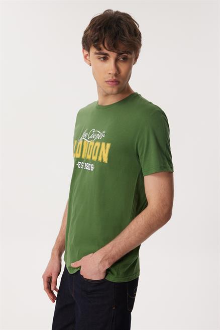 Collage Erkek %100 Pamuk O Yaka T-Shirt Yeşil