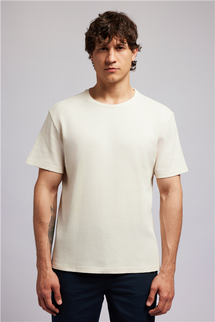 CONROY Erkek Regular Fit %100 Pamuk Baskılı Bisiklet Yaka T-Shirt Beyaz