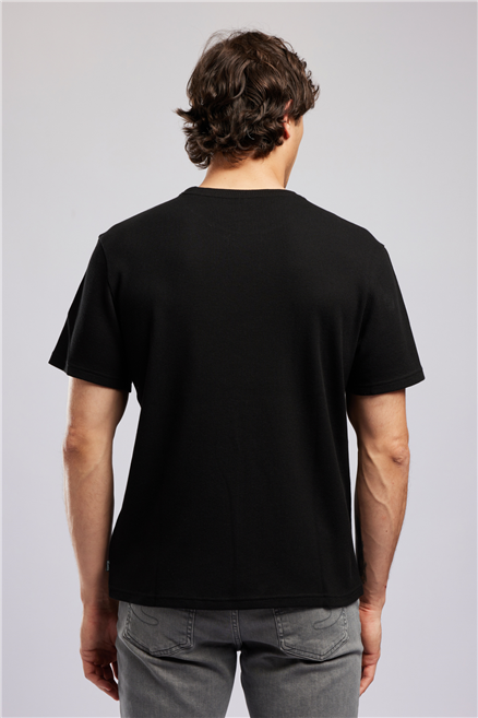 CONROY Erkek Regular Fit %100 Pamuk Baskılı Bisiklet Yaka T-Shirt Siyah