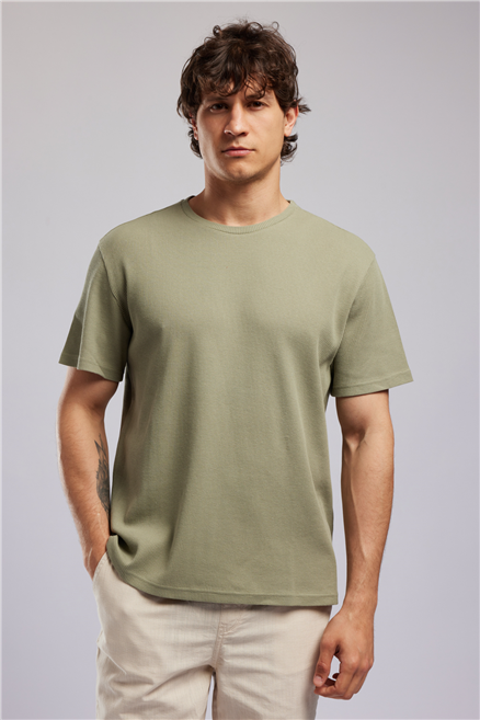 CONROY Erkek Regular Fit %100 Pamuk Baskılı Bisiklet Yaka T-Shirt Yeşil