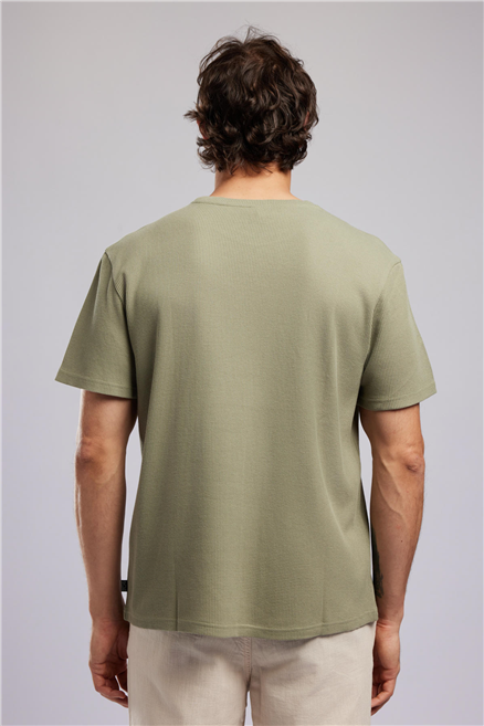 CONROY Erkek Regular Fit %100 Pamuk Baskılı Bisiklet Yaka T-Shirt Yeşil