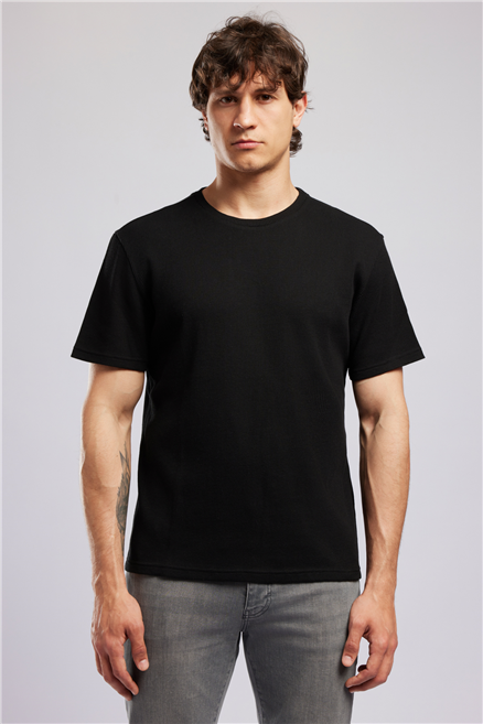 CONROY Erkek Regular Fit %100 Pamuk Baskılı Bisiklet Yaka T-Shirt Siyah
