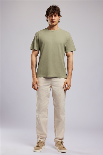 CONROY Erkek Regular Fit %100 Pamuk Baskılı Bisiklet Yaka T-Shirt Yeşil