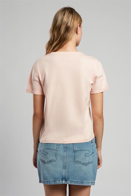 Cosep Kadın %100 Pamuk O Yaka T-Shirt Pudra