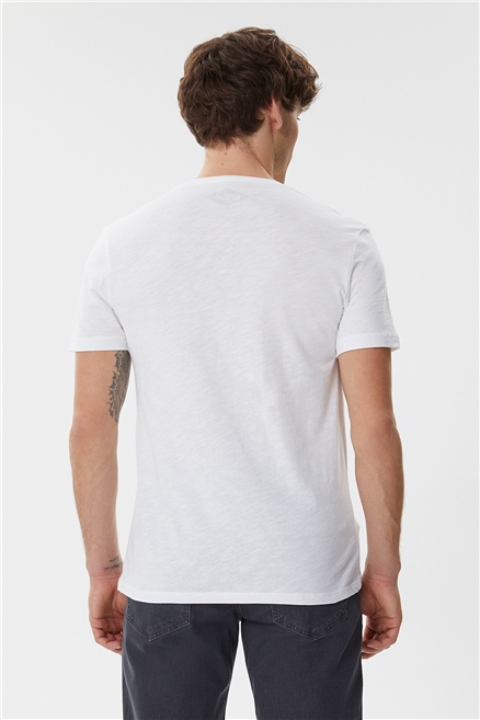 Cox Erkek %100 Pamuk Bisiklet Yaka T-Shirt Beyaz