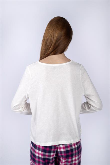 Daisy Kadın Uzun Kol T-Shirt Beyaz