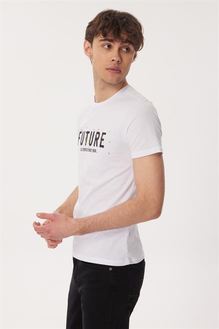 David Erkek %100 Pamuk O Yaka T-Shirt Beyaz