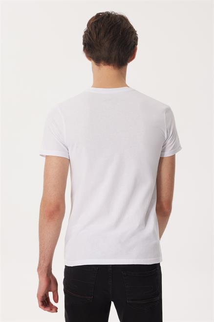 David Erkek %100 Pamuk O Yaka T-Shirt Beyaz