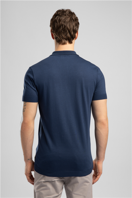 DENISE Erkek Regular Fit Basic Polo Yaka T-Shirt Mavi