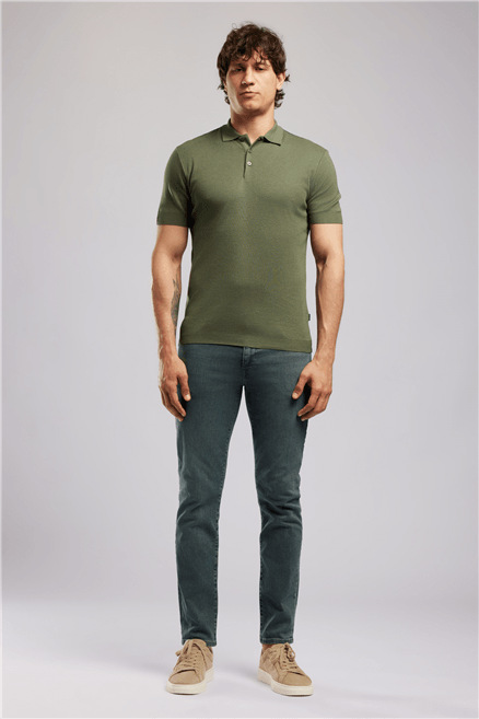DENISE Erkek Regular Fit Basic Polo Yaka T-Shirt Yeşil