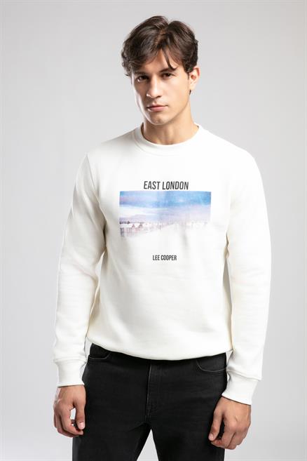 Dennis Erkek O Yaka Sweatshirt Ekru