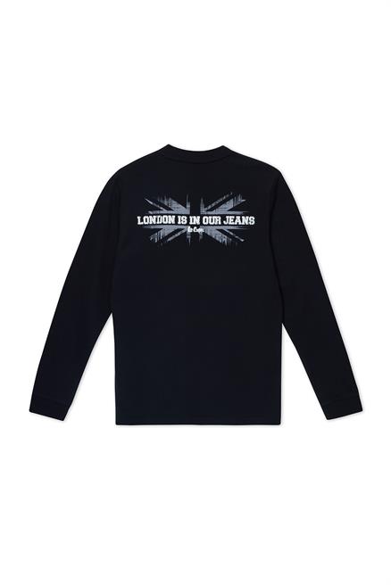 Deny Erkek %100 Pamuk Uzun Kol T-Shirt Siyah