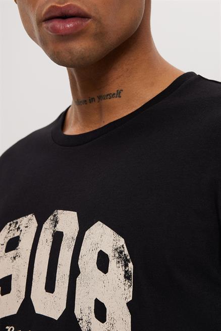 Derek Erkek %100 Pamuk O Yaka T-Shirt Siyah