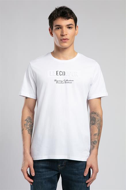 Desav Erkek %100 Pamuk O Yaka T-Shirt Beyaz