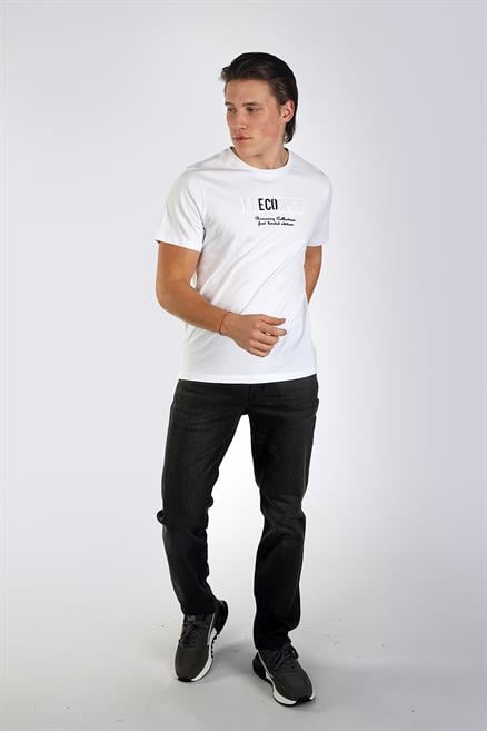Desav Erkek %100 Pamuk O Yaka T-Shirt Beyaz