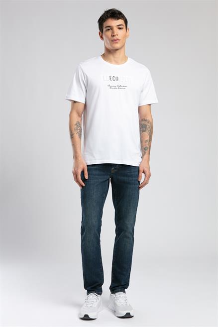 Desav Erkek %100 Pamuk O Yaka T-Shirt Beyaz