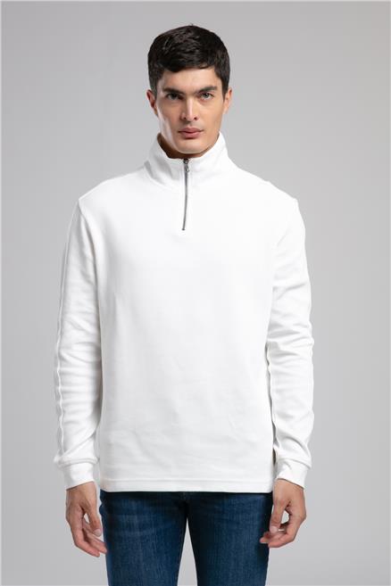 Desona Erkek Dik Yaka Sweatshirt Ekru