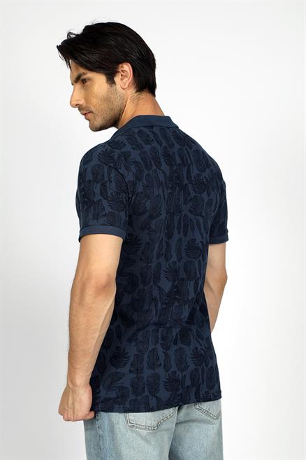 Devy Erkek %100 Pamuk Pike Polo Yaka T-Shirt Açık Lacivert