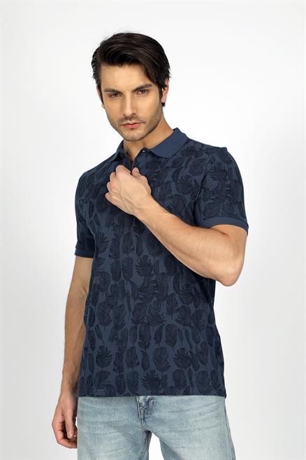 Devy Erkek %100 Pamuk Pike Polo Yaka T-Shirt Açık Lacivert