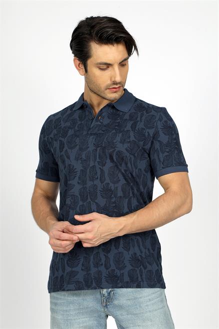 Devy Erkek %100 Pamuk Pike Polo Yaka T-Shirt Açık Lacivert