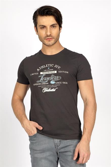 Divided Erkek %100 Pamuk O Yaka T-Shirt Antrasit